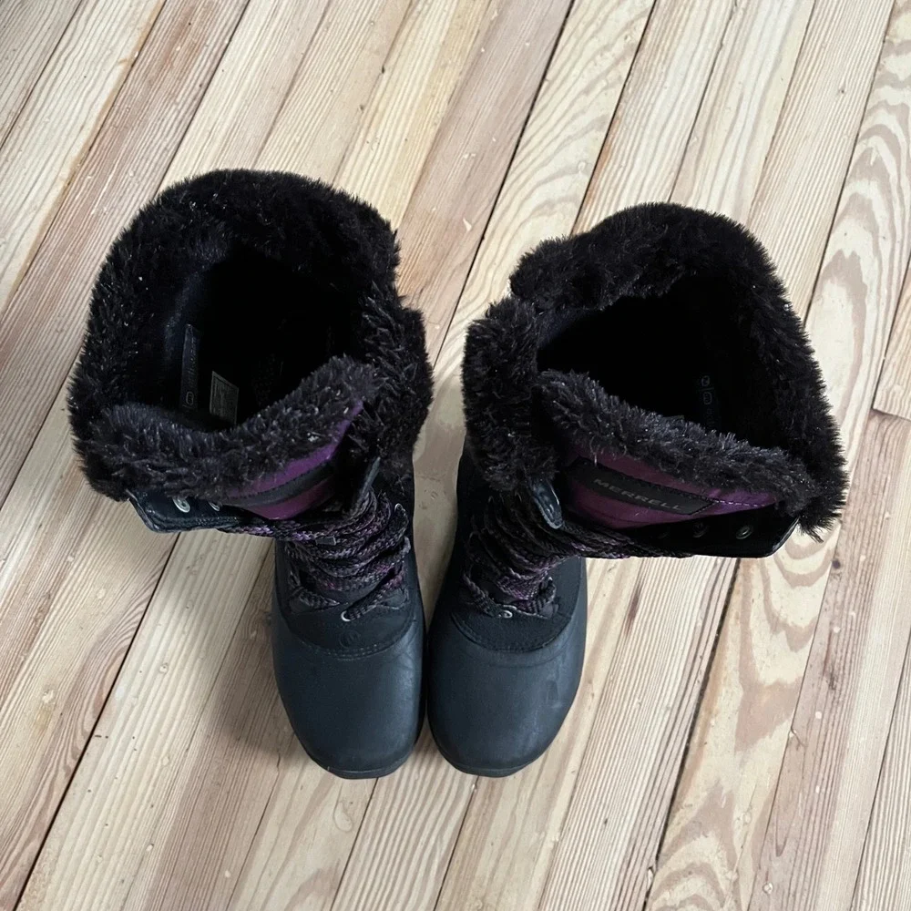 Merrell Winterbelle Waterproof Boots Womens 6.5‎ Black Purple Insulated J68114